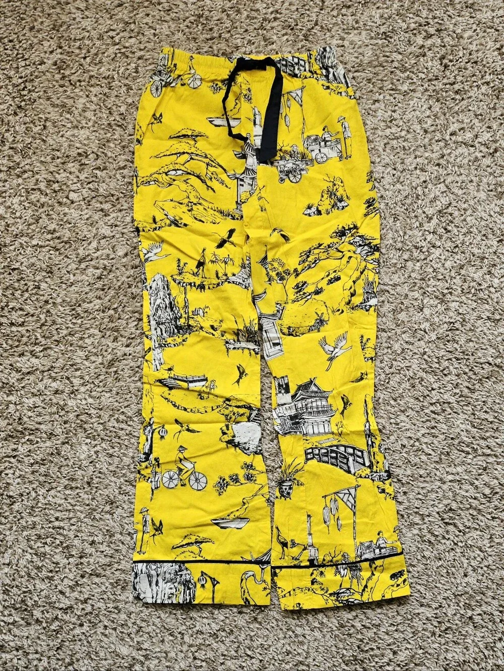 Katie Kime Yellow Toile 100% Cotton XS Pajama Set